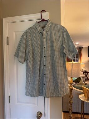 RedHead Men's Short-Sleeve Button-Down Plaid Shirt - Light Blue